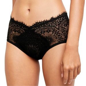 Free People Eyes on You Lace Boyshorts, Black, XS NWT